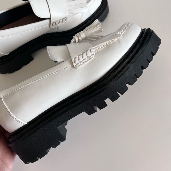 H&M White Faux Leather Platform Chunky Loafers size 38 - Picture 5 of 10